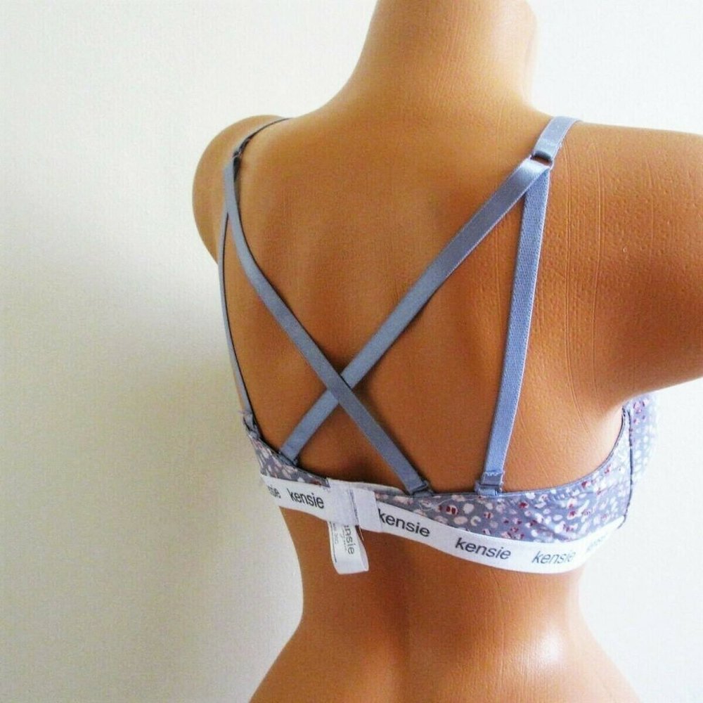 Kensie Strapless Push Up Bra 38C Padded Multi way Convertible Gray Pink Leopard - Picture 4 of 5